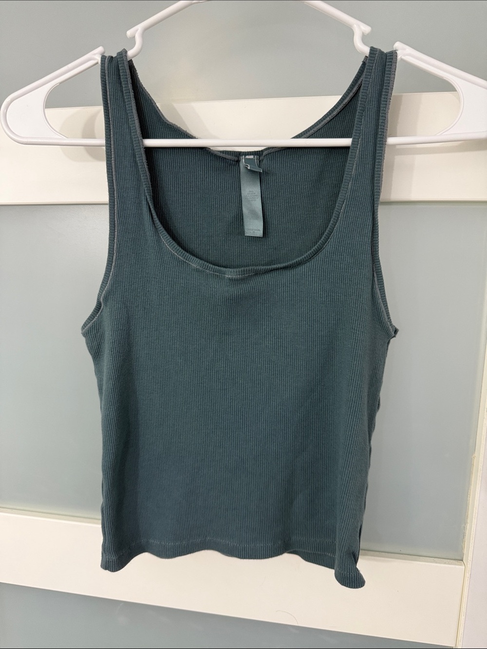 SKIMS Ribbed Scoop Neck Tank Top - Teal Green